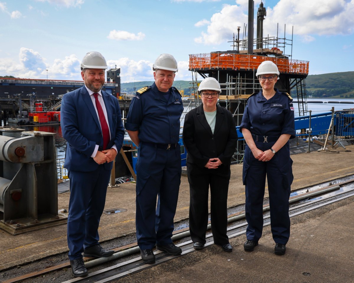 DefenceHQ's tweet image. Defence Minister @meaglemp visited HMNB Clyde to launch an initial £250 million for the Clyde 2070 programme to help future-proof the home of the UK's nuclear deterrent.
The work will support jobs, skills and growth across the West of Scotland.