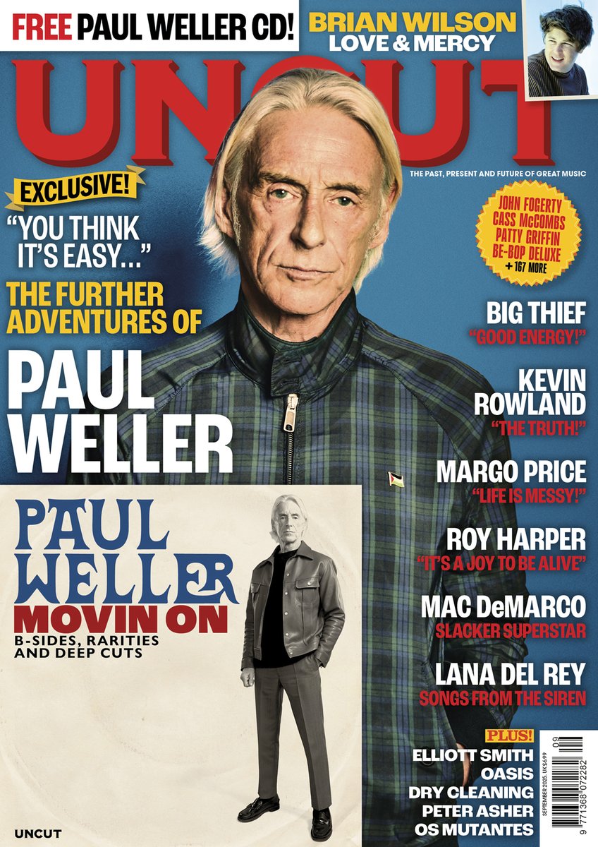 uncutmagazine's tweet image. The new issue of Uncut is now on sale! Features an exclusive interview with @paulwellerHQ + a FREE Weller rarities CD. Plus: Brian Wilson, @bigthiefmusic, @DexysOfficial, @MissMargoPrice, @LanaDReyOnline, Roy Harper, @kraftwerk, @oasis and more: bit.ly/UncutSept2025