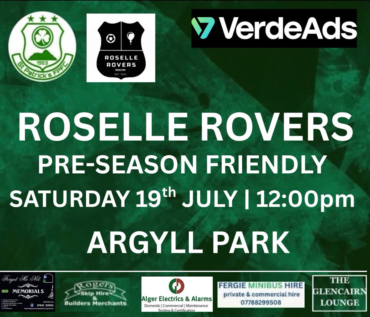 St Patrick's FP FC (@stpatricksfpfc) on Twitter photo 🟢⚪️ PRE-SEASON 1 ⚪️🟢
Its first game of pre-season for Saints tomorrow as we welcome the very good Saturday morning team <a href="/RoselleRovers/">Roselle Rovers</a> to Alexandria. It is also the first game in charge for our new manager Paul ‘Dinger’ Bell so get along support the boys ☘️ 🟢⚪️ PRE-SEASON 1 ⚪️🟢
Its first game of pre-season for Saints tomorrow as we welcome the very good Saturday morning team <a href="/RoselleRovers/">Roselle Rovers</a> to Alexandria. It is also the first game in charge for our new manager Paul ‘Dinger’ Bell so get along support the boys ☘️