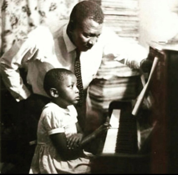 Young Sibongile Khumalo with her father, Professor Khabi Mngoma, 1967.