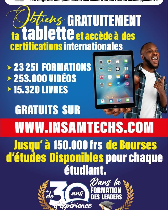 insam_iues's tweet image. Une tablette offerte pour chaque inscription 🥳🥳

Les inscriptions sont ouvertes dans nos différents campus.

Infos: 690109091-671292177 
iues-univ.com 

#insam #université #bachelier
