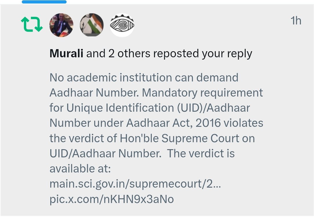 Fifth columnists are taking courts for a ride by promoting illegitimate  Aadhaar Act, the black law in myriad disguises under the dictates of their donors. Aadhaar project is a child of foreign donors who drive military-industrial complex.
main.sci.gov.in/supremecourt/2…