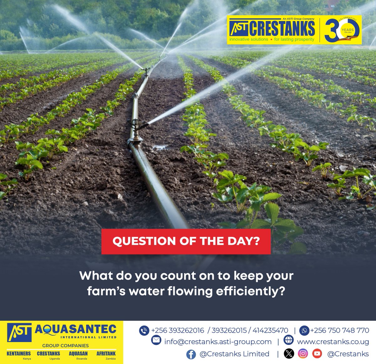 As a farmer, do you have what it takes to have proper water supply?

Contact us on 0750748770 to place your orders.

#Crestanks #plasticproducts #questionoftheday