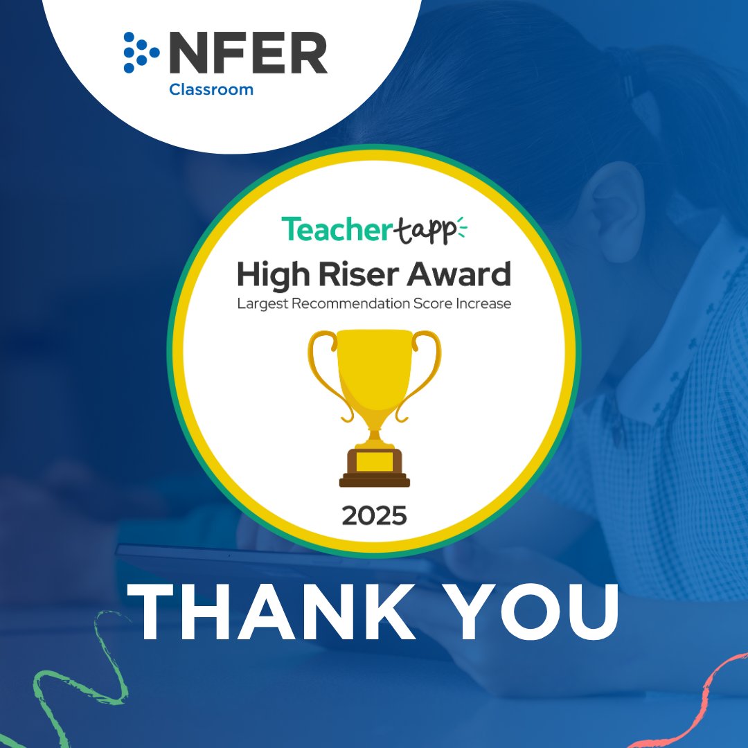 NFERClassroom's tweet image. Wonderful to receive these awards from @TeacherTapp  - we are so proud that more and more of the teacher community are aware of us and would recommend our insights to others! 🎉

#classroomideas #educationinspiration #edtechtools