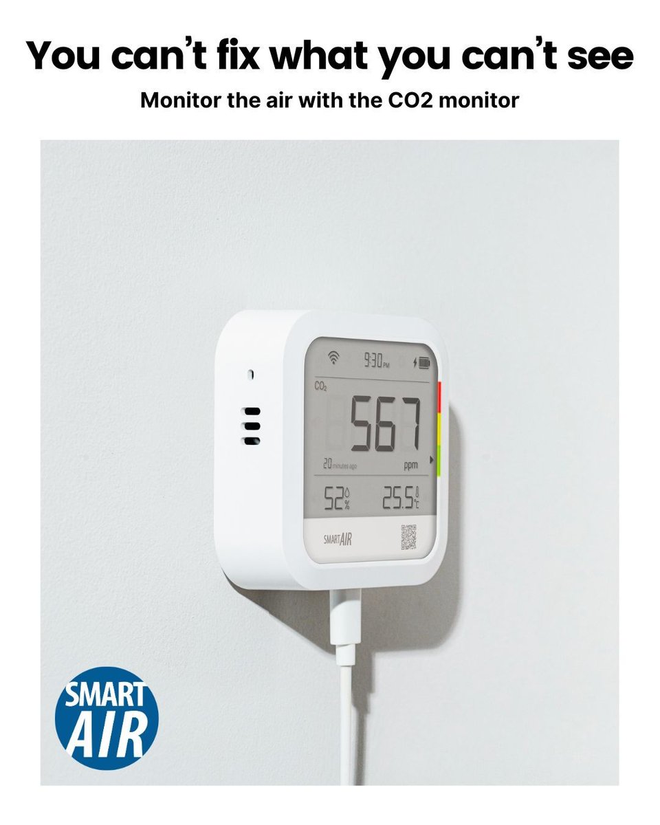 SmartairUk's tweet image. When it comes to health, every breath counts, so keep your air quality in check. If you’re new to the clean air journey, start by investing in a CO₂ monitor like ours.
Shop CO2 monitor: smartair.uk/product/co2-mo…
#CO2monitor #AirQuality