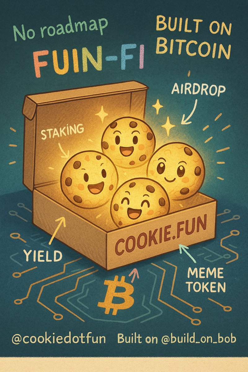 iberryblock's tweet photo. 🍪 Welcome to Fun-Fi University!
No roadmap. Just cookies, yield, memes & magic.
Learn DeFi the sweet way — on Bitcoin!
@cookiedotfun @build_on_bob
#DeFi #Web3 #Bitcoin #CookieFun #FunFi #CookieDAO https://t.co/fMaaQtWD93