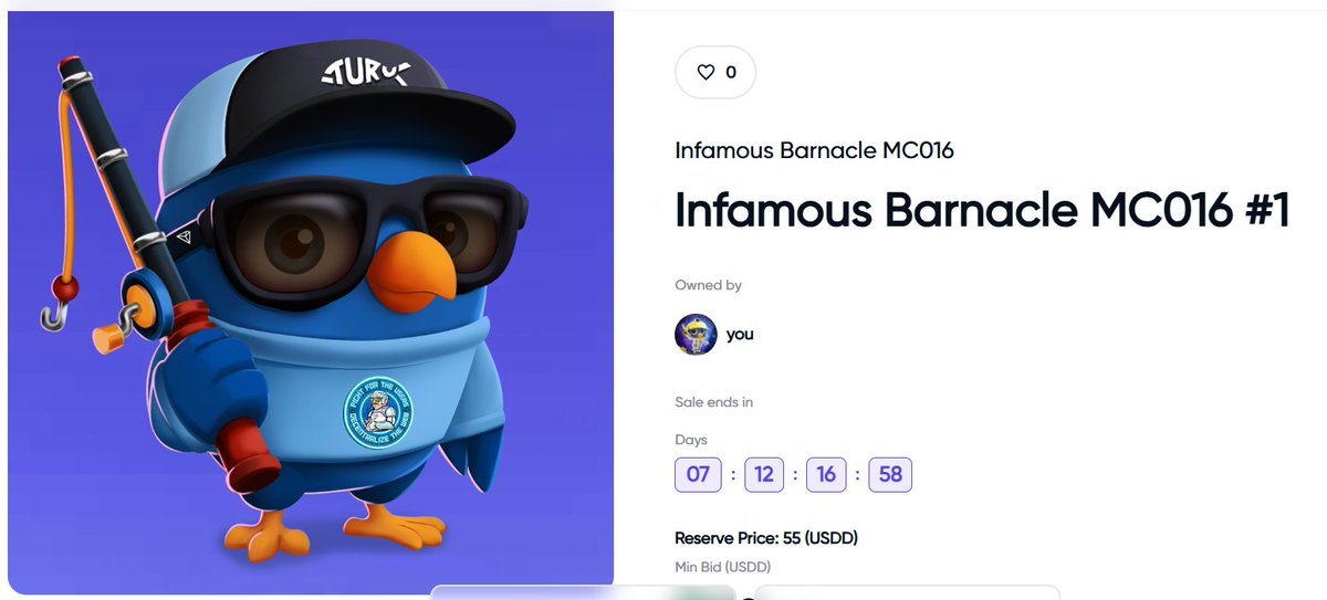 A new auction has started for a <a href="/BabyTuruNFT/">Baby Turu NFT $BBT</a>  Millionaire Club Avatar. Details here: turu.world

The auction is ongoing on <a href="/apenftorg/">APENFT</a>  and the starting price if 50 $USDD. The auction will run for a full week.