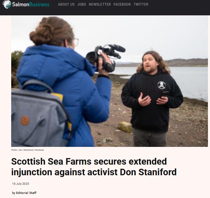 TheGAAIA's tweet image. 'Scottish Sea Farms secures extended injunction against activist Don Staniford' reports @Salmon_Business 'The order prohibits Staniford “by himself or by his agents, employees, volunteers or servants, or by anyone acting on his behalf or under his instructions or procurement”…