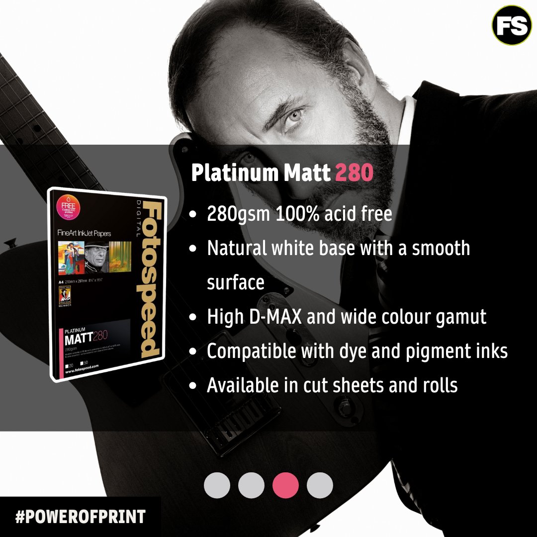 Fotospeed's tweet image. 🖨️ Fotospeed Platinum Matt 280
✅ Smooth matt surface
✅ Natural white base
✅ Rich tones in colour &amp;amp; B&amp;amp;W
✅ Ideal for daily printing or exhibitions

A clean, elegant paper with professional results.

🔗 fotospeed.com/platinum-matt-…

#Fotospeed #PlatinumMatt280 #PhotographyPaper