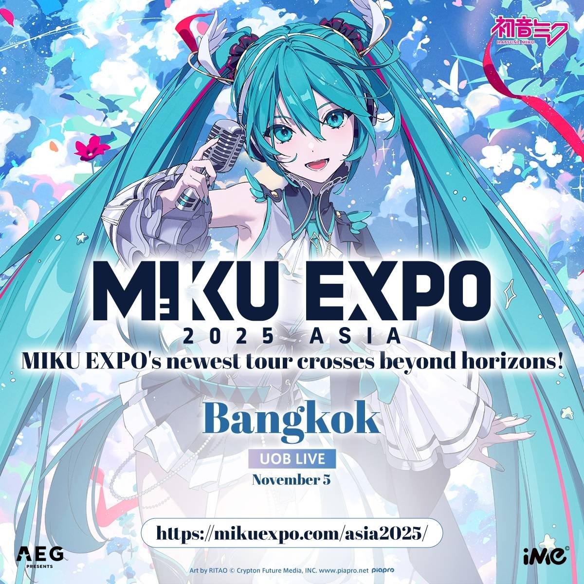 ime_th's tweet image. HATSUNE MIKU EXPO 2025 in Bangkok – ผังที่นั่ง & รายละเอียด VIP Packages
🗓 วันแสดง: วันพุธที่ 5 พฤศจิกายน 2568 เวลา 20.00 น.
📍 สถานที่: ยูโอบี ไลฟ์
💵ราคาบัตร: VIP PACKAGE 7,800 (บัตรยืน) / 4,500 (บัตรยืน)/ 4,000 / 3,500 (บัตรยืน) และ 3,200 บาท
🎟️เปิดจำหน่ายบัตรรอบ UOB พรีเซล:…