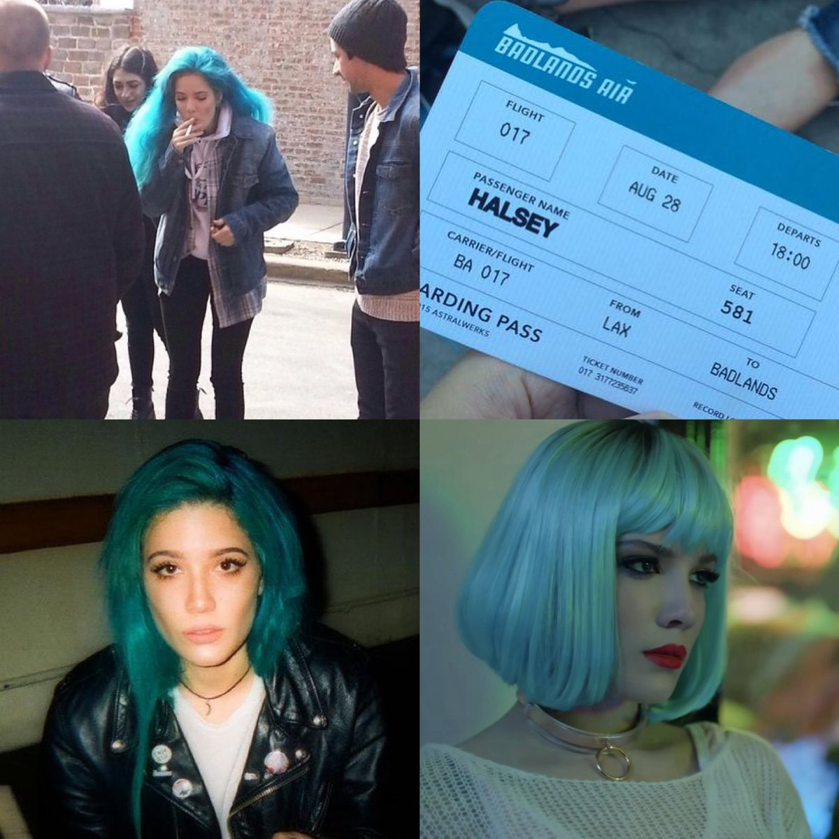 PopCrave's tweet photo. Halsey shares blue hair photo dump:

“You rang? 🌸🦋🎀🐬🎟️🩵” https://t.co/zeDYGm3X2J