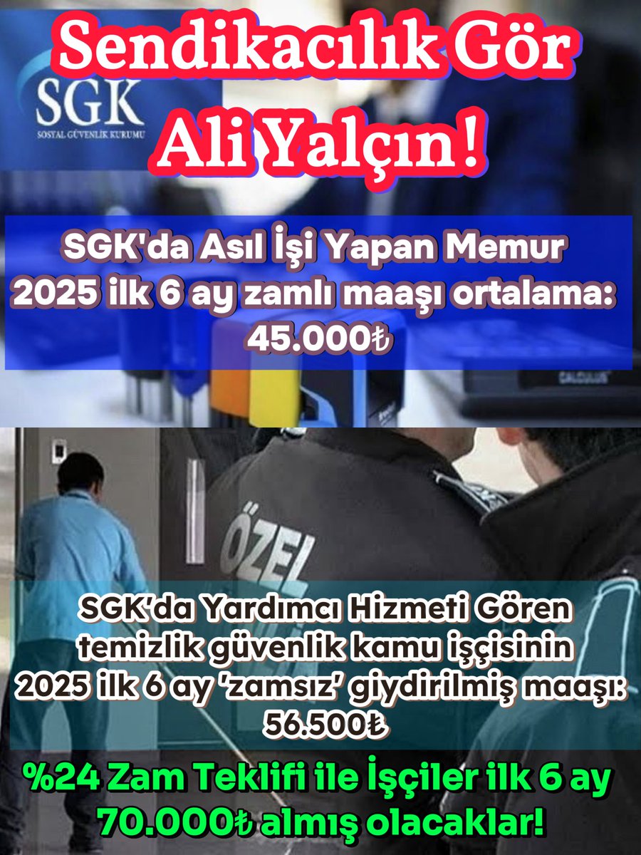 Memur Sendikaları <a href="/MemurSenKonf/">Memur-Sen</a>
sendikacılık görsün. Emek nasıl korunur, üyenin hakkı nasıl savunulur görün.
Tebrikler #türkiş Ergün Atalay Kamu iscisini Memurun 1.5 katı maaş alacak
<a href="/_aliyalcin_/">Ali YALÇIN</a>
<a href="/yusufyazgan37/">Yusuf YAZGAN</a> gidin sendikacılık dersi alın #TopluSozlesme2026 için 
#EmniyetEkside