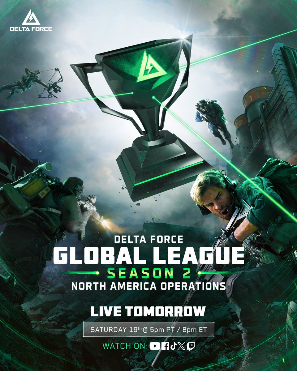 DFGameEsports's tweet image. Delta Force Global League S2 NA Operations Final Live Tomorrow!
Join us on July 19 at 5:00 PM PT for the ultimate showdown—are you ready to witness the high-stakes extraction?