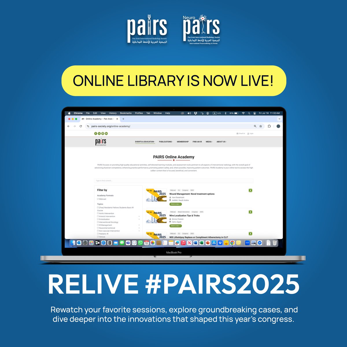 Proud to lead the way with the PAIRS Online Academy <a href="/pairsmedia/">PAIRS</a> - 2,300+ expert-led videos, smart search, flexible learning, and multi-format content.

Your go-to hub for interventional radiology education.

#DiaEdu #PAIRSOnlineAcademy #IReducation