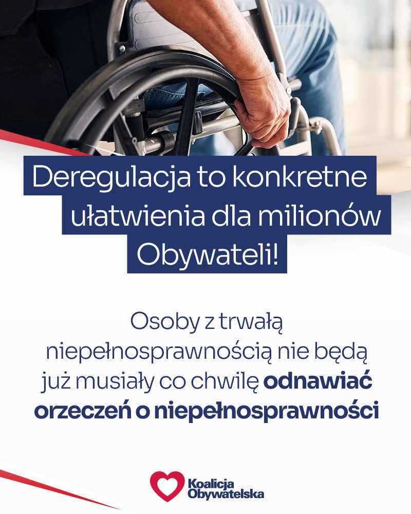 #Deregulacja to rzeczywista zmiana życia Obywateli na lepsze❗️

Osoby z trwałą niepełnosprawnością nie będą już musiały co chwilę odnawiać orzeczeń ✅
