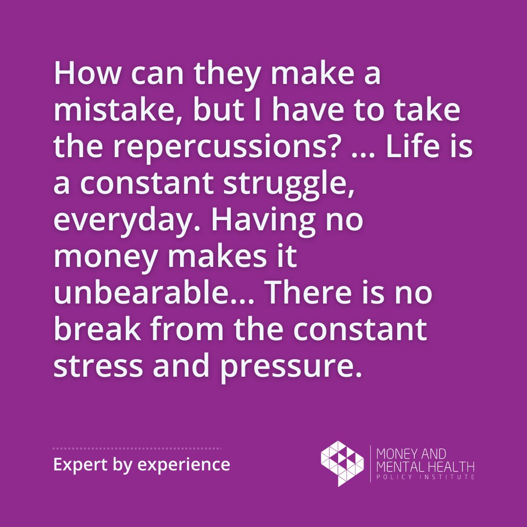 mmhpi's tweet image. 1.1 million people owe the DWP money they’ve been overpaid in benefits.
But our latest research shows that how that is being collected is causing both psychological harm and financial hardship 👇
See our recommendations for changing this broken system: moneyandmentalhealth.org/publications/n…