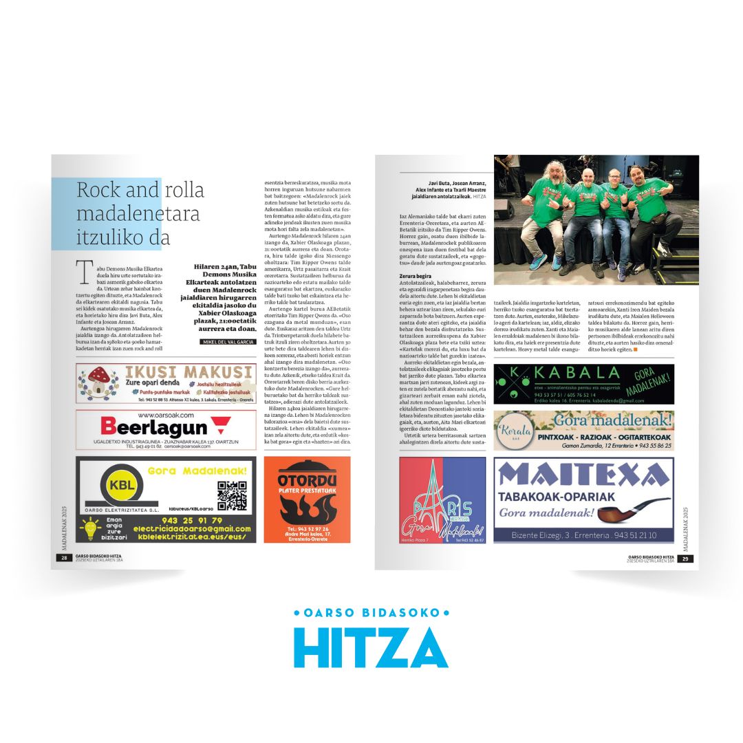 ZORIONTSU IZATEKO 101 ORDU

Hilaren 21eko 19:00etatik 25eko 23:59ak arte 101 orduko bidea egingo dute Errenteria-Oreretako festek, 2025eko Madalen Jaiek.

Hementxe duzue deskargatzeko aukera festen atal berezian:

⚪️oarsoaldea.hitza.eus/oarsoaldeko-he…