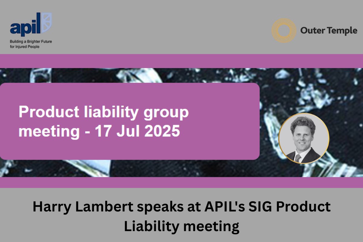 Harry Lambert was invited to speak at APIL’s Special Interest Group (SIG) Product Liability meeting yesterday evening. He discussed ‘Product Liability in the Digital Age’ alongside Sarah Moore of Leigh Day and Natalie Truman of Irwin Mitchell.

outertemple.com/harry-lambert-…