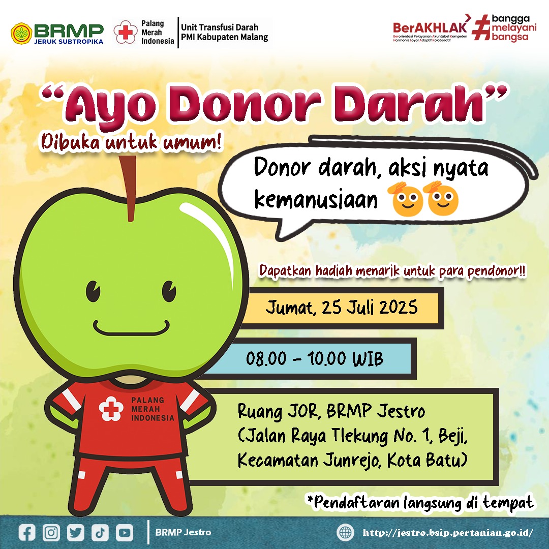 brmpjestro's tweet image. Ayo sama-sama berpartisipasi dalam kegiatan "Donor Darah!" Kami tunggu partisipasinya ya #jestrozen

#donor #donordarah #pmi #brmp #brmpjestro #jestro #jerukdanbuahsubtropika #badanperakitandanmodernisasipertanian #jeruk #apel #anggur #lengkeng #stroberi #jerukindonesia