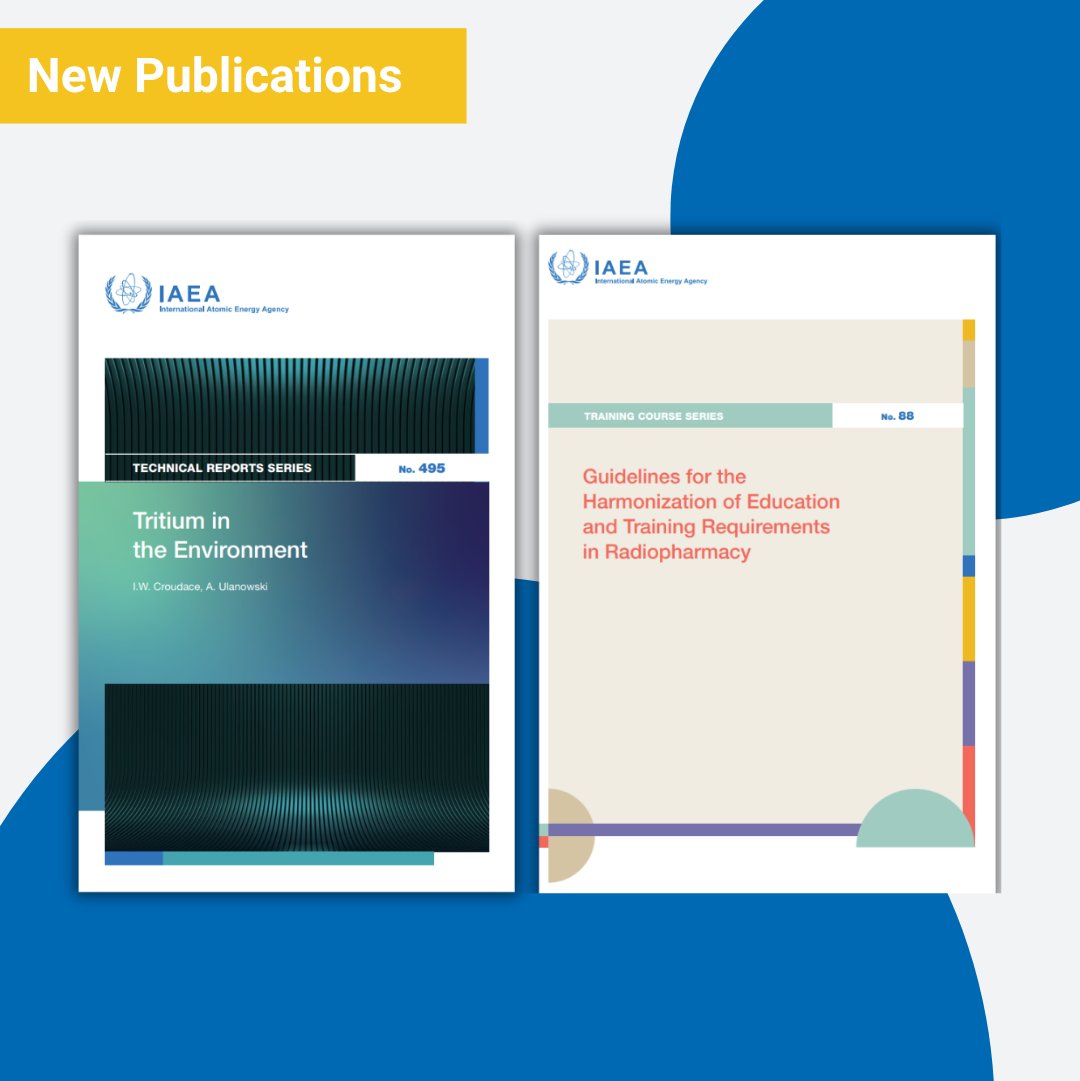 IAEANA's tweet image. 📢 New @iaeaorg publications!
1⃣ #Tritium in the Environment 🔬
2⃣ Guidelines for the Harmonization of Education & Training Requirements in #Radiopharmacy 💊
📖 Read these & explore more #NuclearScience resources here➡️ iaea.org/publications
#Science #RadiationSafety