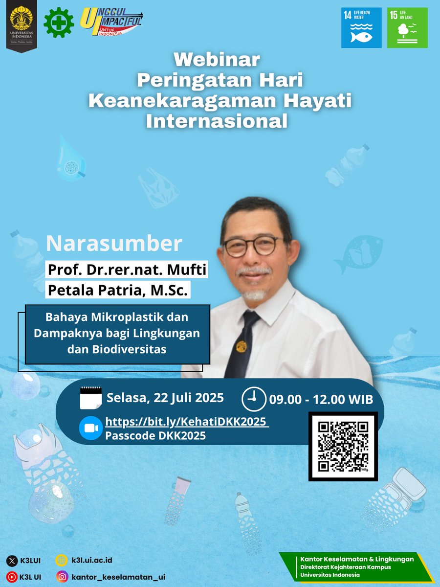 Hai Sobat K3L Universitas Indonesia!
Mari bersama tingkatkan kepedulian dan pengetahuan kita untuk menjaga lingkungan dan melindungi keanekaragaman hayati dari ancaman mikroplastik.
#HariKeanekaragamanHayati #BahayaMikroplastik #StopMikroplastik #SaveOurBiodiversity