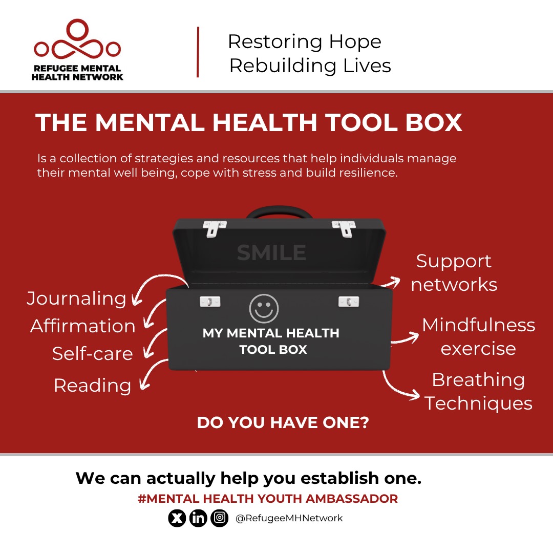 RefugeeMHNetwrk's tweet image. Life's challenges can weigh you down, What if you had the right tools to rise above stress & anxiety? The Mental Health Tool box is here to support you, take control & find inner peace.
Take a step towards better mental health today & discover the tools that can help you thrive.