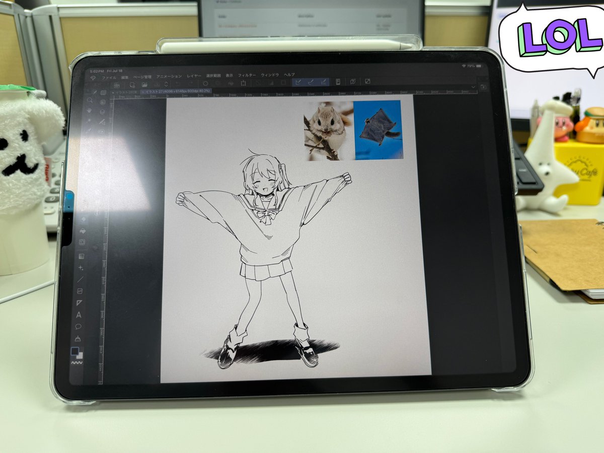 pH401's tweet image. 早く退勤したいという気持ちで描いた落書き