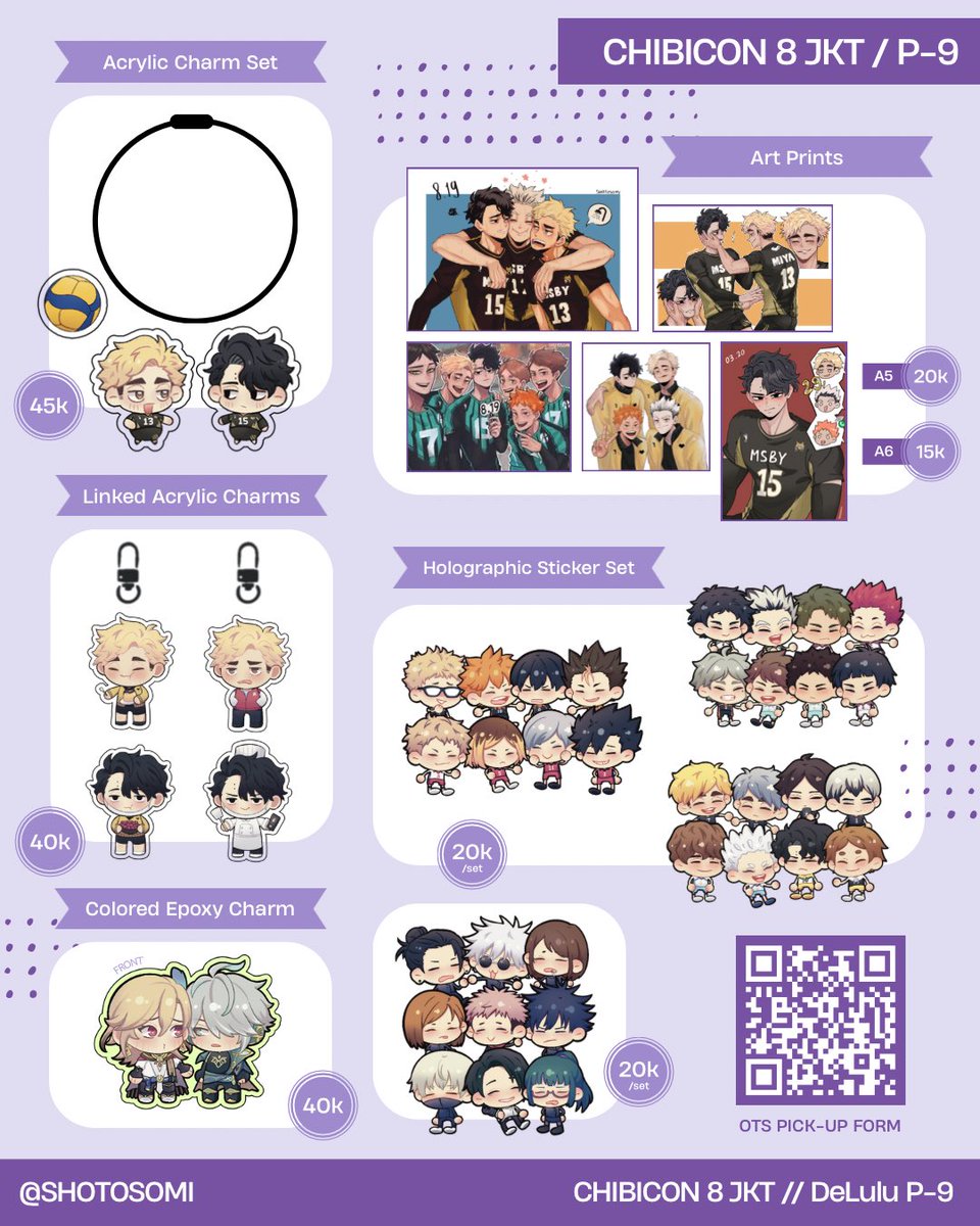 SHOTOSOMI's tweet image. me? crazy enough to booth at a con while doing my thesis? more likely than you think!
incomplete catalogue & OTS pick-up form for #chibicon8 JKT (Aug 2-3)!!
🗓 PO until 28 July
⭐️ Haikyuu, One Piece, Genshin, JJK
🔗 in reply
📍 chibicon 8 @ booth P9 (both days)