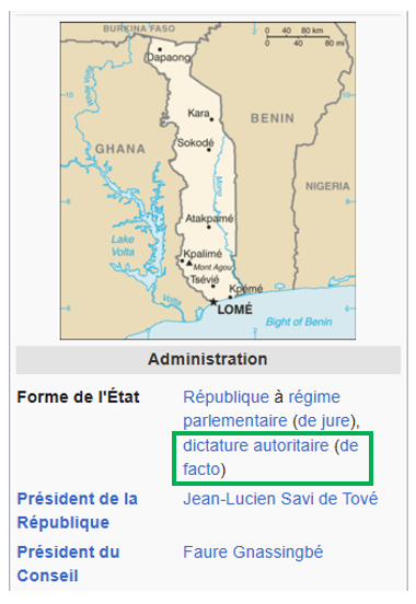 ThebrainDavid's tweet image. 🛑🇹🇬 D'après WIKIPEDIA, le Togo est UNE DICTATURE AUTORITAIRE...Du coup je me pose une question... 🤔
Est ce que le gouvernement togolais va lancer un mandat d'arrêt international contre ce terroriste de fondateur de Wikipédia ?
#FreeTogo
#FEGSDLSYY