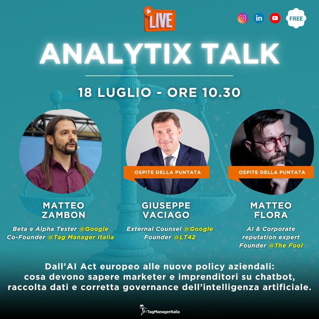 Matteo G.P. Flora (@lastknight) on Twitter photo LIVE con <a href="/zambros_it/">Matteo Zambon</a> e Giuseppe Vaciago
Dall'#AIAct europeo alle nuove policy aziendali: cosa devono sapere marketer e imprenditori su #chatbot, raccolta dati e corretta governance dell'intelligenza artificiale.
👇
linkedin.com/posts/matteofl…
#AI #techpolicy LIVE con <a href="/zambros_it/">Matteo Zambon</a> e Giuseppe Vaciago
Dall'#AIAct europeo alle nuove policy aziendali: cosa devono sapere marketer e imprenditori su #chatbot, raccolta dati e corretta governance dell'intelligenza artificiale.
👇
linkedin.com/posts/matteofl…
#AI #techpolicy