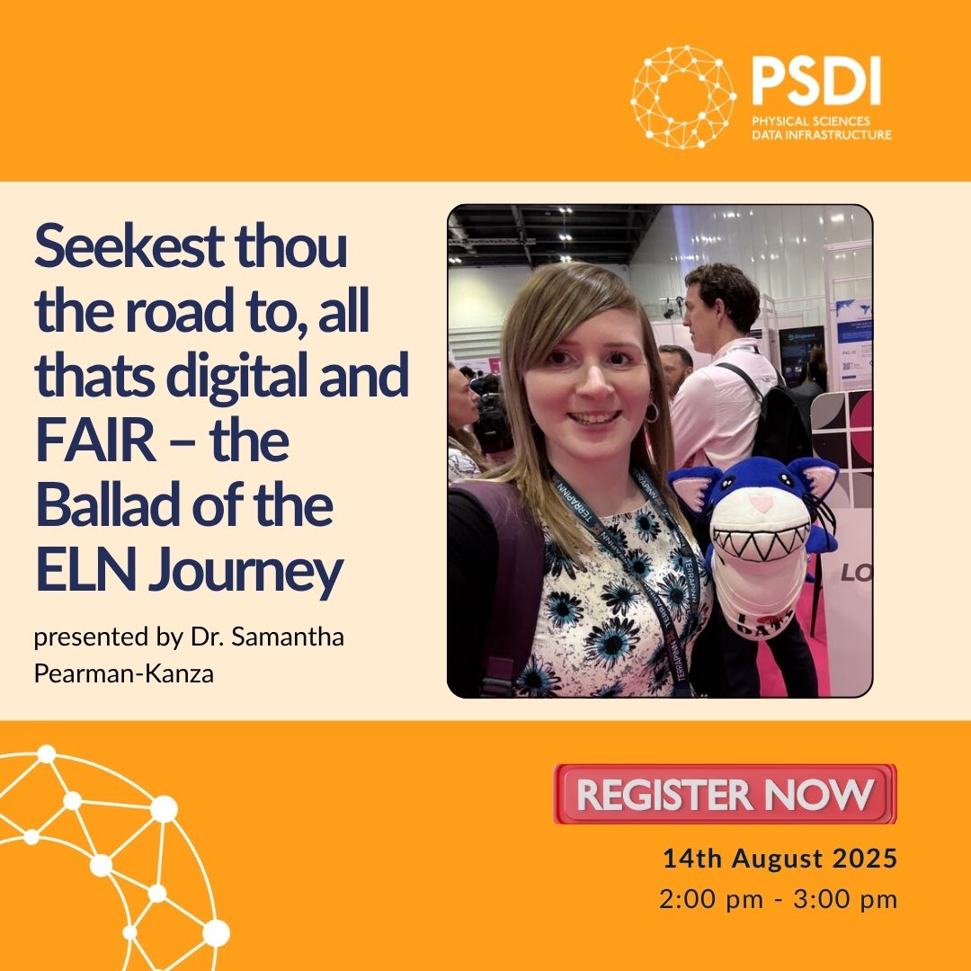 PSDI_UK's tweet image. 🎟️ Register: psdi.ac.uk/event/webinar-…
This Webinar, presented by Dr. Samantha Pearman-Kanza, explores the socio-technical challenges of implementing Electronic Lab Notebooks (ELNs) to achieve FAIR (Findable, Accessible, Interoperable, Reusable) data in research labs.
📅 14th…