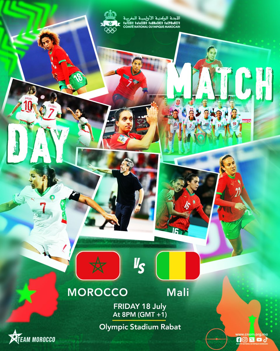 Good luck to our women’s national team in their quarter-final match against Mali today at 8 PM 🇲🇦⚽️💪

#TeamMorocco #Football #AFCON2025 #WomensFootball
