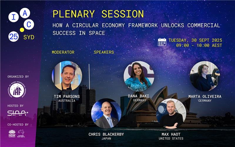 iafastro's tweet image. We are excited to invite you to the upcoming IAC 2025 Plenary Session: How a Circular Economy Framework Unlocks Commercial Success in Space
📅 Tuesday 30 September 09:00 - 10:00 (AEST), ICC Sydney
More info ➡️ iafastro.org/events/iac/int…
Join us at the #IAC2025 Plenary Events!