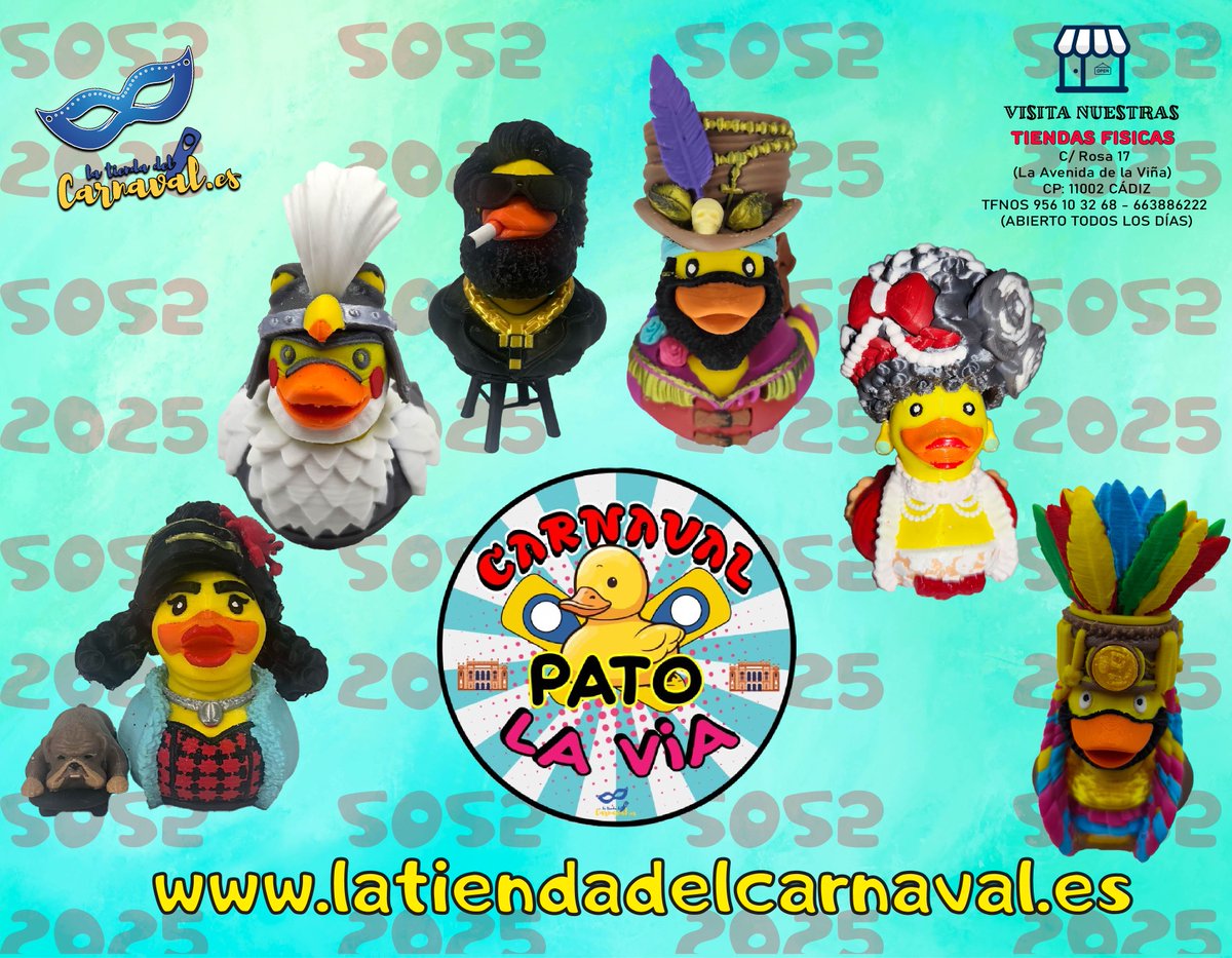 🦆🎭 ¡El Carnaval de Cádiz… con forma de pato!
Descubre la colección "CARNAVAL PATO LA VÍA"  🥳

✨ PLA de alta calidad · 11x7x7 cm
🎁 Perfectos para regalar o coleccionar

👉 latiendadelcarnaval.es/categoria/pato…
#LaTiendaDelCarnaval #CarnavalDeCádiz
