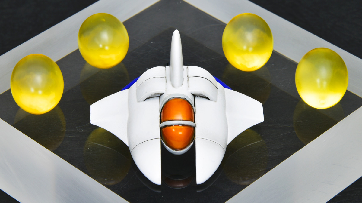 MefTeam's tweet image. 【#ワンフェス2025夏 新作】
ワンフェス展示用の見本です！
極上パロディウス 「ビックバイパー」
・￥3,000 
・全長約45mm 
・オプション4つ付属
・ブース番号【6-08-08】ＭＥＦ＆チーム・ストライク！
何卒よろしくお願いいたします🙂
#WF2025S #WF2025Sおしながき #パロディウス #ビックバイパー