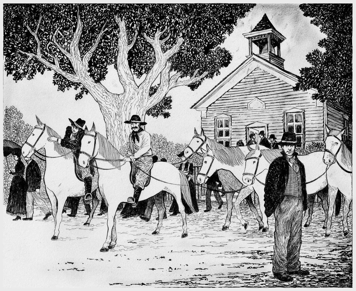 _illustrationX's tweet image. Franklin Murders
Rohan Eason channels vintage noir for Adirondack Life.
Read the story: ow.ly/W1Ti50WrE6T
#WEAREILLUSTRATIONX #editorial #drawing #magazine #horses #crime #history #RohanEason
