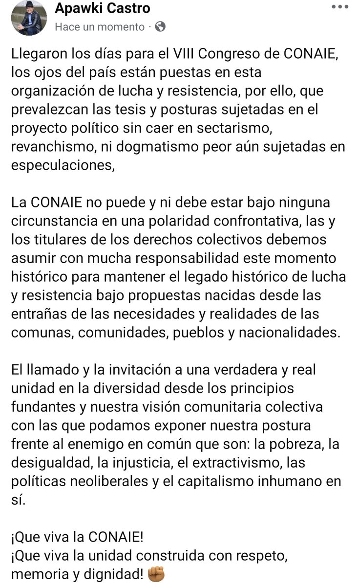 ApawkiCastro's tweet image. ¡Viva la CONAIE! ✊🏽