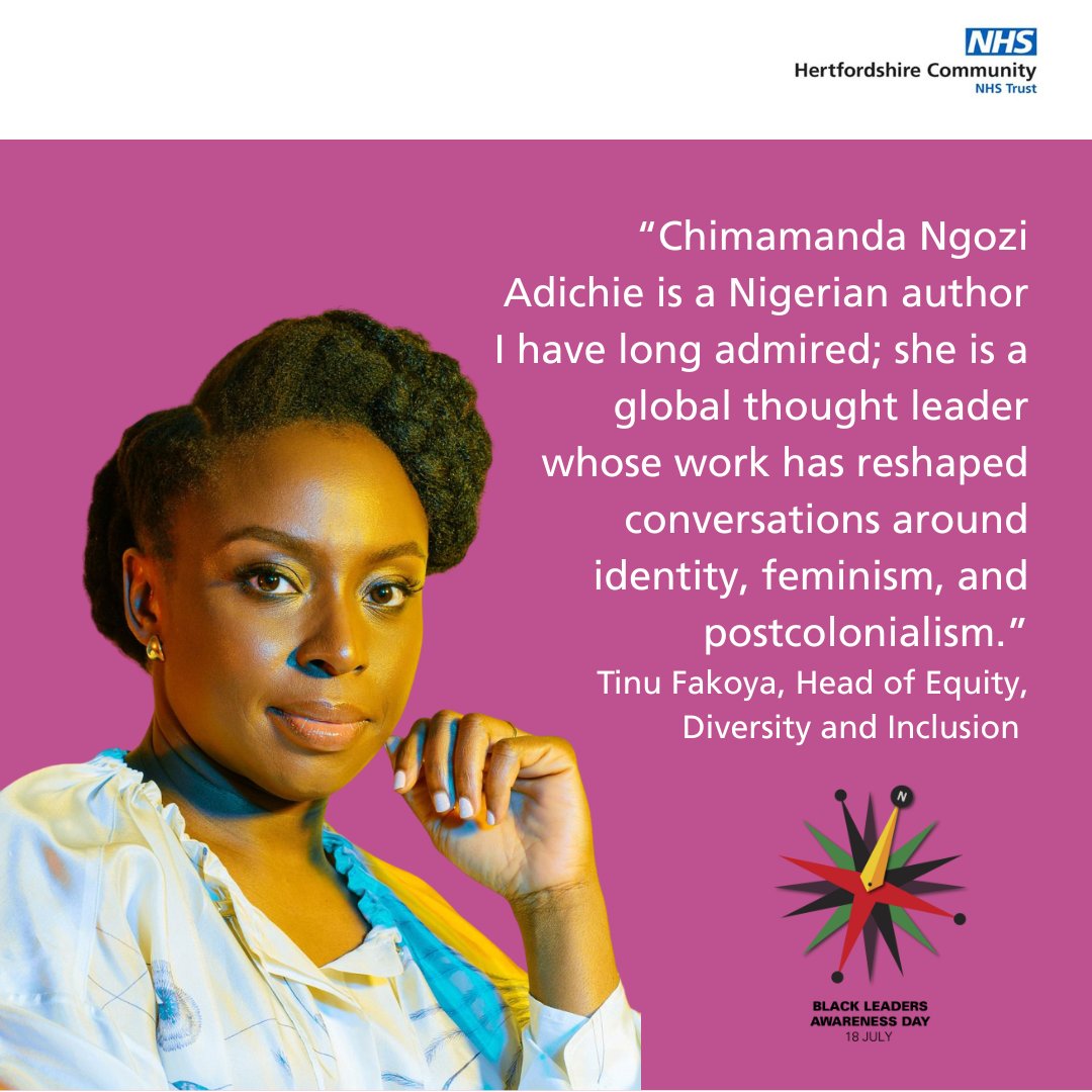 HCTNHS's tweet image. Today is Black Leaders Awareness Day.

Our Chief People Officer, Marcus Riddell, &amp;amp; Head of Equity, Diversity &amp;amp; Inclusion, Tinu Fakoya remember and celebrate two Black women who have shaped history and inspired future generations: Barbara Blake Hannah &amp;amp; Chimamanda Ngozi Adichie.🌟