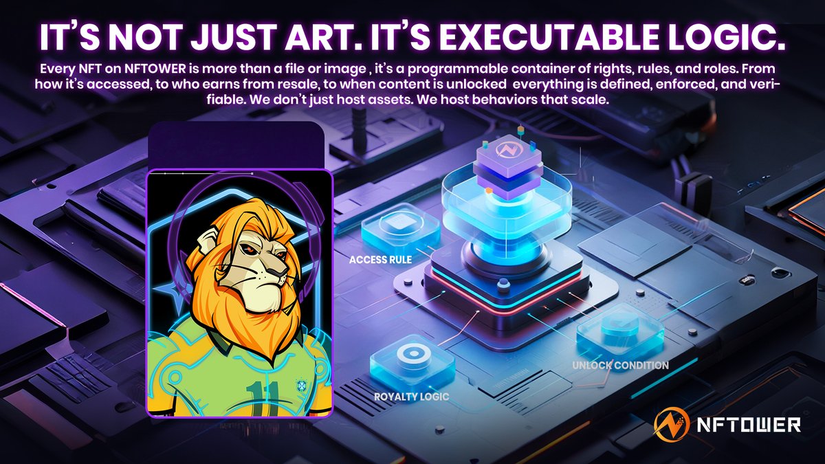 NFTOWER_'s tweet photo. 🧠 What if your NFT wasn’t just art, but logic?
At NFTOWER, assets carry rules:
🔒 Who can view
💸 Who earns
⏱ When to unlock
📊 How governance triggers
It’s not just content, it’s programmable power.

#NFTOWER #SmartNFTs #NFTLogic #ProgrammableAssets #Web3Infrastructure https://t.co/6zvSgPSFw0