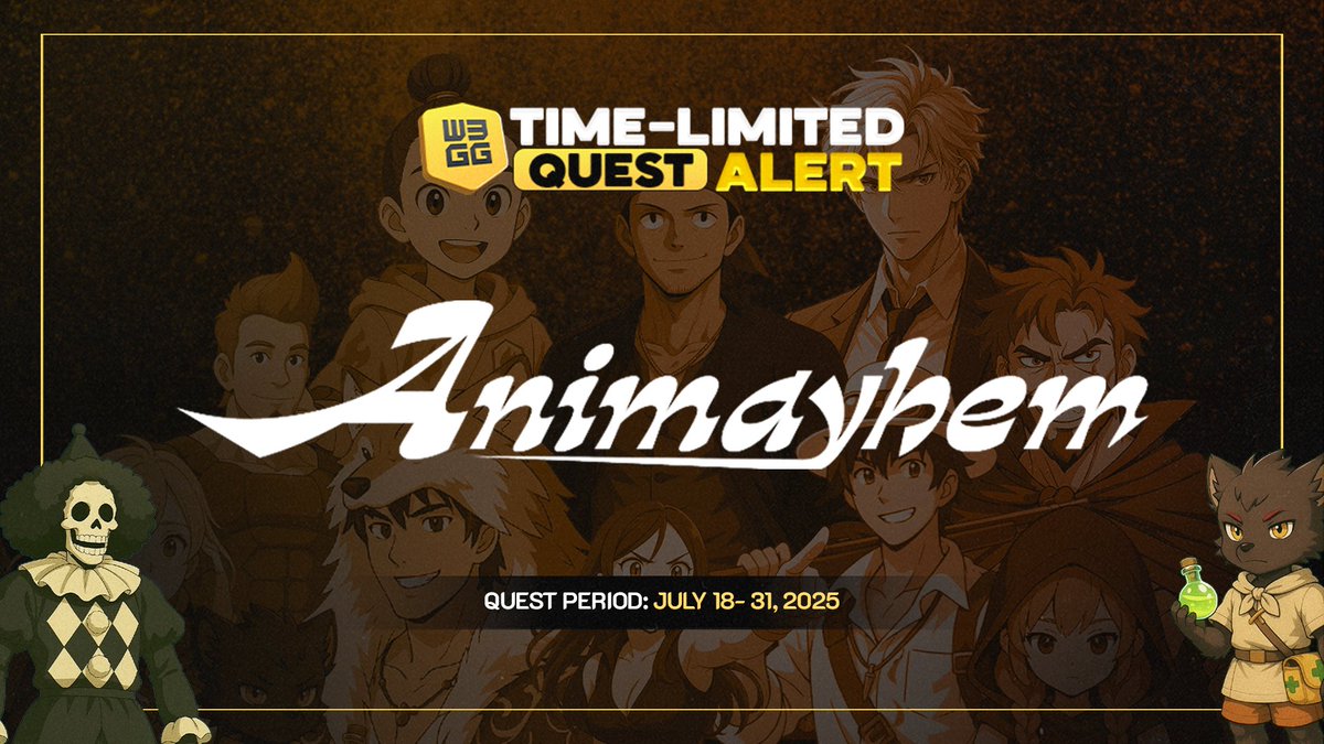 ⚠️ Time-Limited Quest Alert: W3GG x Animayhem Is Live!

Earn up to 700 WXP by completing quests in this special collab with <a href="/playanimayhem/">Animayhem</a> , running from July 18 to 31! 🕹️💥

🎯 Here’s what you’ll need to do:

• Follow <a href="/playanimayhem/">Animayhem</a> on X 
→ Upload your proof: