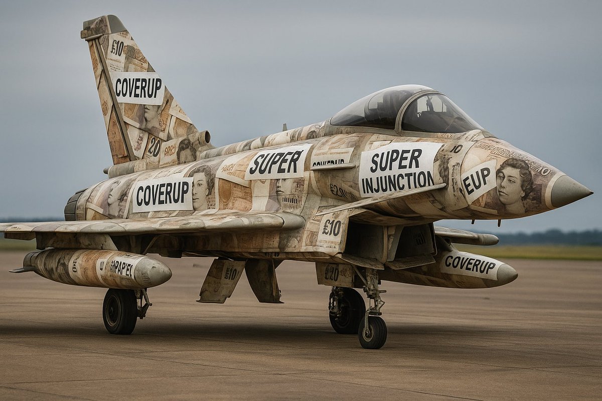 dhavenhand's tweet image. The UK’s prototype fighter jet will achieve total invisibility with it’s exterior being covered in ‘blackhole money’, ‘cover-ups’, and ‘super injunction’s’. #SuperInjunction   #blackhole #ukdefence