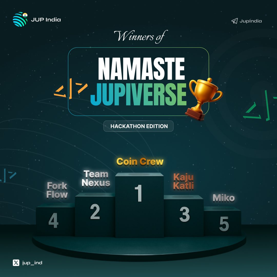 dontaskit28's tweet photo. 🏆 WON 1ST IN #NamasteJupiverse HACKATHON!

Built in 12hrs.
Runs on Solana ⚡
Auto-swaps any token 🔁
Mobile-first. Real UX.
This is SwapPay 👇
📱 Pay in JUP → Get SOL
🚀 Powered by @JupiterExchange
#Jupiverse #Solana https://t.co/IFvRnhT7iz