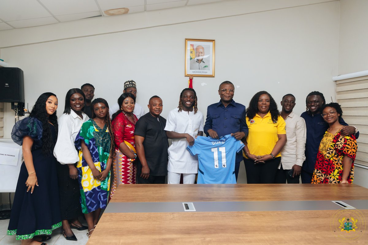 “I am proud of my Ghanaian heritage, I speak Twi, and I plan to return home more often to give back.” - Jeremy Doku

Belgium star winger Jeremy Baffour Doku paid a courtesy call on the Minister for Sports and Recreation, Hon. Kofi Iddie Adams, to reaffirm his Ghanaian roots and