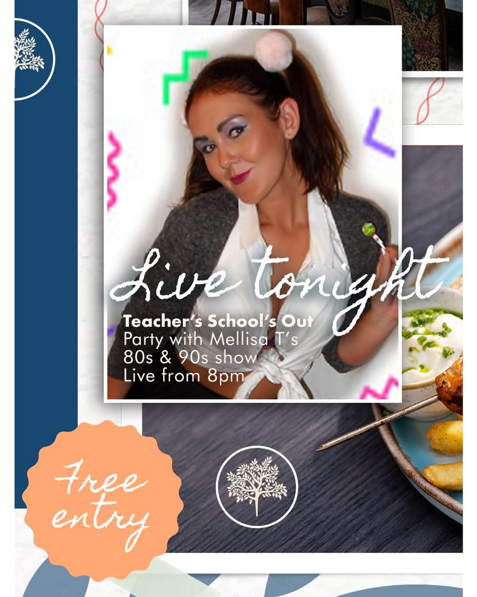 🍸 SCHOOL’S OUT 🍸
Teachers – you’ve earned this Join us tonight for a deserved celebration with the fabulous Melissa T, performing her unforgettable 80s &amp; 90s show LIVE on stage

 time to let your hair down and dance the night away .drinks at the bar and great vibes guaranteed