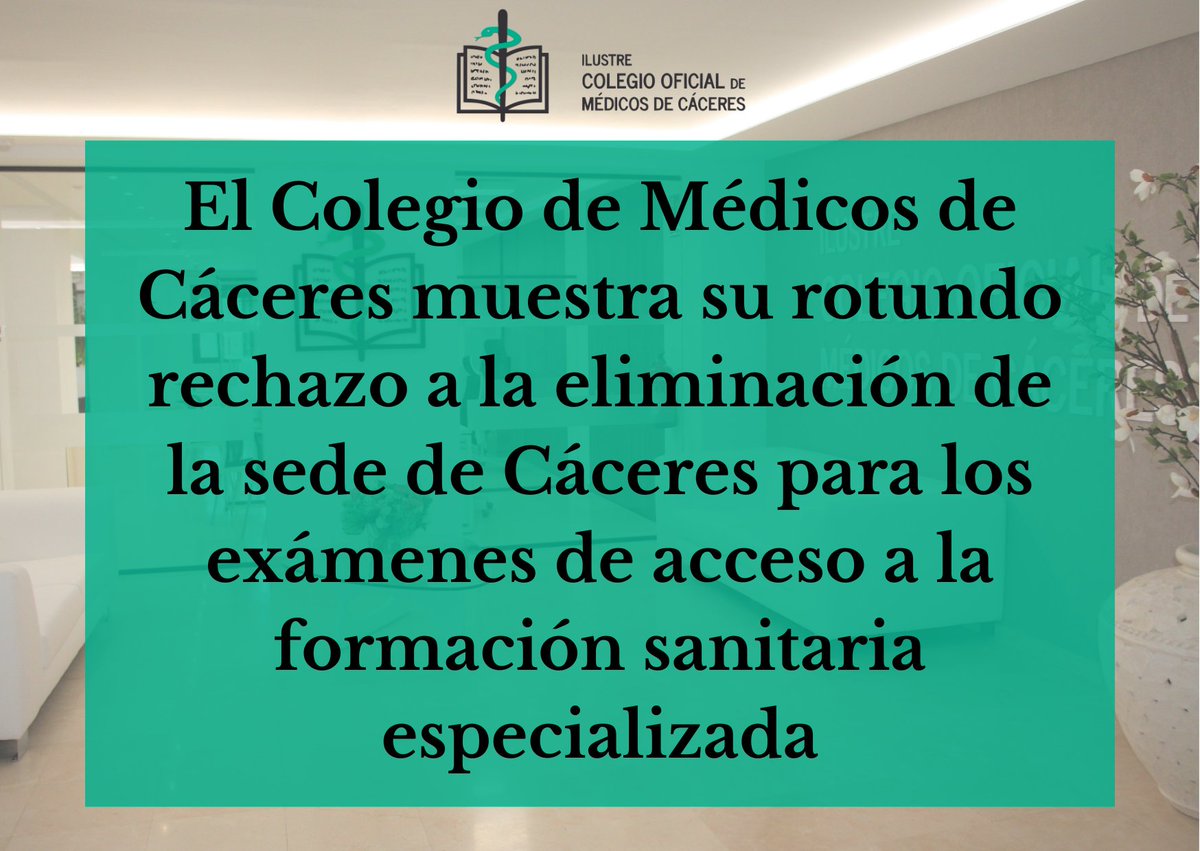 iComeca's tweet photo. ❌ El Colegio de Médicos de Cáceres rechaza la eliminación de la sede de exámenes MIR/EIR/FIR/PIR en nuestra ciudad.

👉 Es un agravio y una discriminación para los aspirantes extremeños.

#Cáceres #Sanidad #MIR #Igualdad

https://t.co/muwIpfbdfr https://t.co/cKlUQsapSO