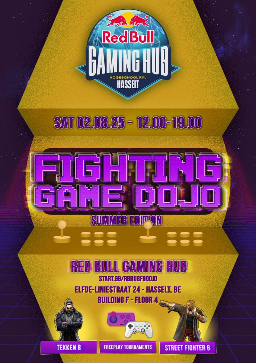 Nils 'TrainingWolf'🐺 🇧🇪 FGC TO (@trainingwolffgc) on Twitter photo Summer is not over yet! Part 2 of Fighting Game Dojo Summer Edition will be held on August 2nd!
Depending on the amount of participants we will watch-party EVO😄
Join us at the <a href="/RedBullBe/">Red Bull Belgium</a> Gaming Hub at <a href="/Esports_PXL/">PXL Gaming</a>! 💪
Info & sign-up via link below: start.gg/RBHubFGDojo Summer is not over yet! Part 2 of Fighting Game Dojo Summer Edition will be held on August 2nd!
Depending on the amount of participants we will watch-party EVO😄
Join us at the <a href="/RedBullBe/">Red Bull Belgium</a> Gaming Hub at <a href="/Esports_PXL/">PXL Gaming</a>! 💪
Info & sign-up via link below: start.gg/RBHubFGDojo
