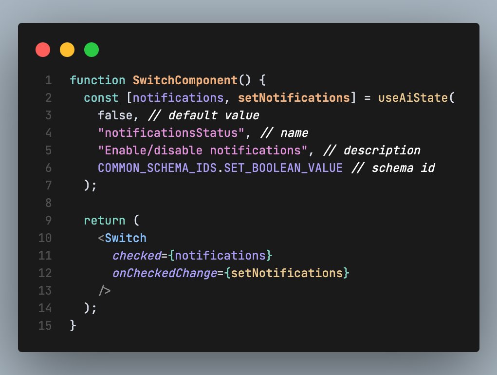 gatea_david's tweet image. Create AI-Agent-Managed States in Seconds – React Example with useAiState 👇