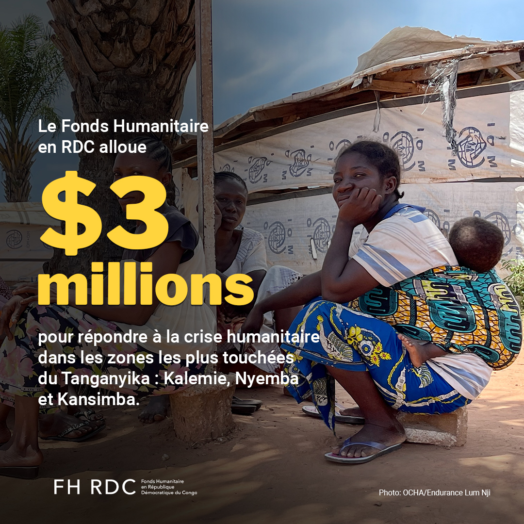 UNOCHA_DRC's tweet image. 📢 Nouvelle allocation du Fonds humanitaire en #RDCongo
Face à une détérioration humanitaire rapide au #Tanganyika:
💧Lutte contre le choléra
🌾Sécurité alimentaire
🏥Accès aux soins et à la nutrition
🛡️Protéger des plus vulnérables
🎒Articles essentiels
#InvestInHumanity