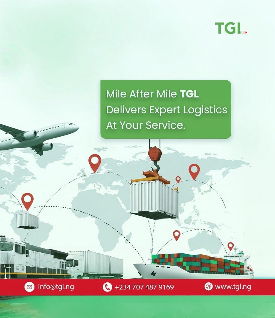 tgl_ng's tweet photo. Mile after mile, we deliver expert logistics service — with precision, professionalism, and pride.
From pickup to delivery, TGL is your trusted logistics partner.
📦🚛
#TGL #WeMoveWithPurpose #LogisticsExperts #NigeriaLogistics #TGLDelivers https://t.co/pS5QG1yw4K