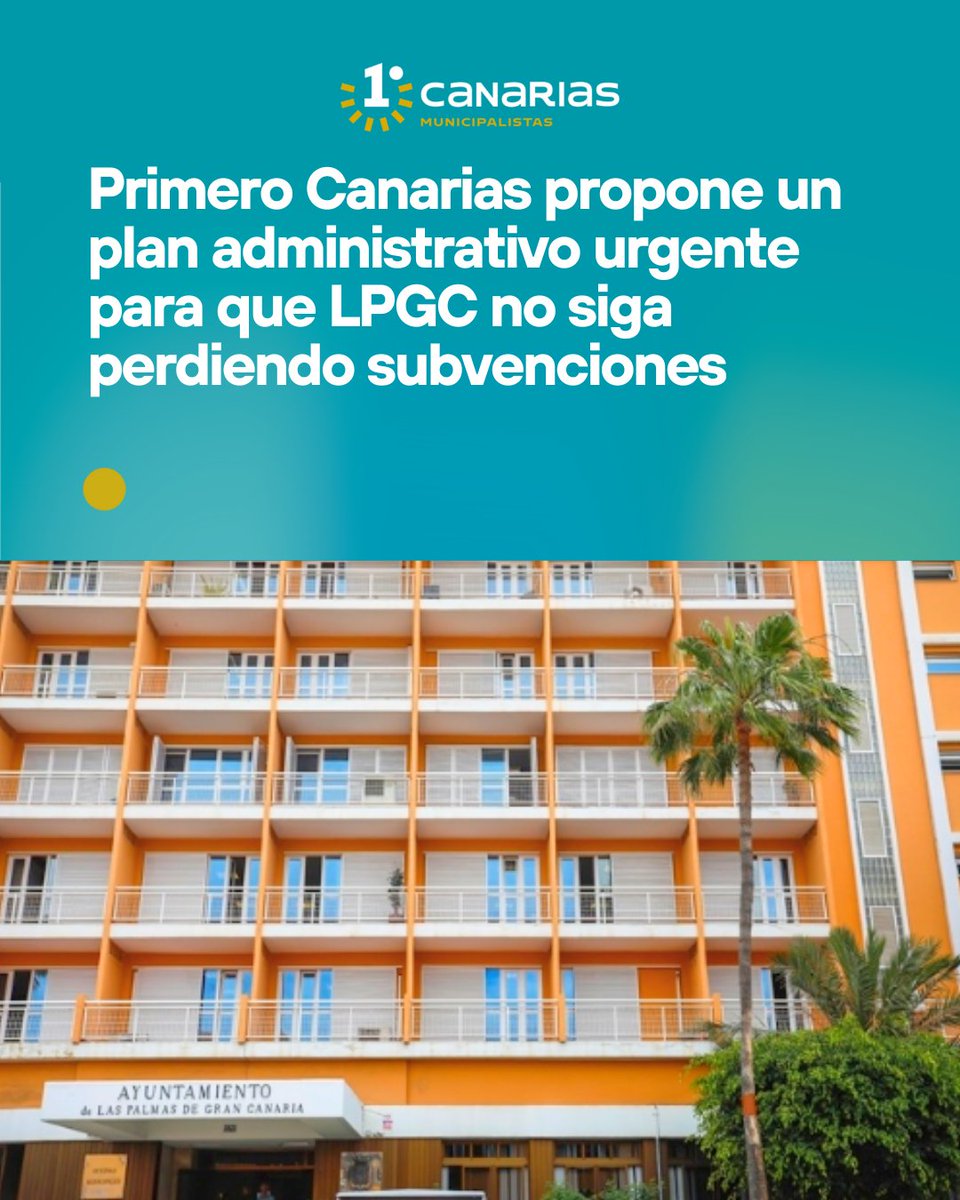🇮🇨 Proponemos un plan administrativo urgente para que LPGC no siga perdiendo subvenciones. En los últimos dos años el Ayto de Las Palmas GC ha tenido que devolver 19 millones de euros por incapacidad para ejecutar los proyectos.

➕info: qrcd.org/8z9x

#PrimeroCanarias